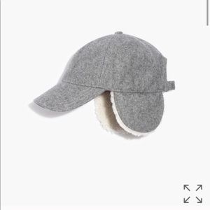 Madewell Baseball Trapper Hat Cap Gray Shearling